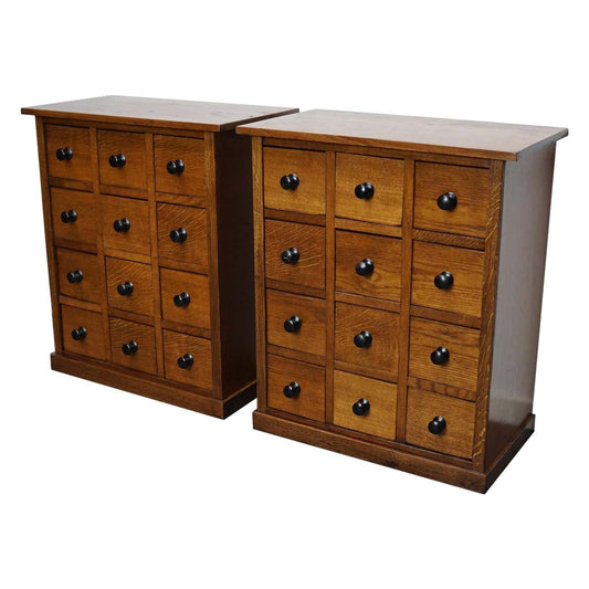 Pair of Vintage French Oak Apothecary Cabinets, 1930s