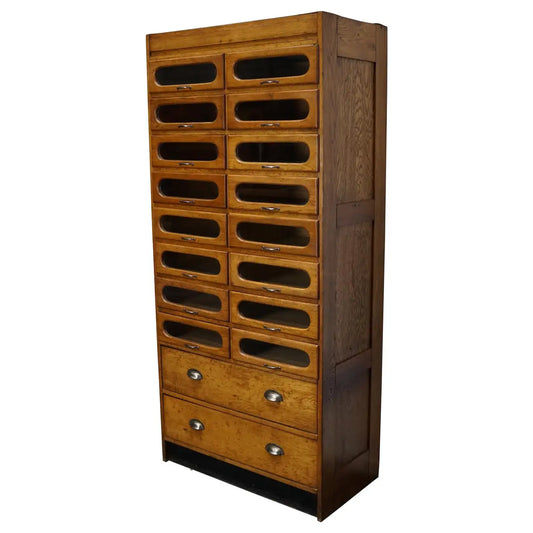 British Oak Haberdashery Shop Cabinet, 1930s