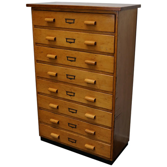 German Beech Industrial Apothecary Cabinet, Mid-20th Century