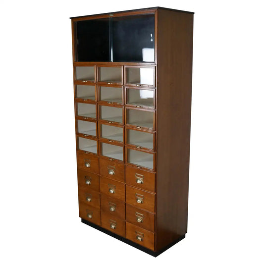 Large Vintage Dutch Oak Haberdashery Shop Cabinet, 1930s