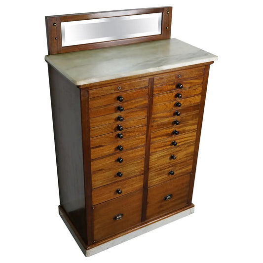 Antique Mahogany and Marble Dental / Dentist Cabinet, Amsterdam ca 1920