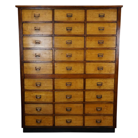 Vintage Large Dutch Pine School Cabinet / Bank of Drawers, Mid-20th Century