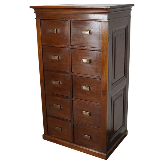 Dutch Mahogany Filing Cabinet or Bank of Drawers, 1930s