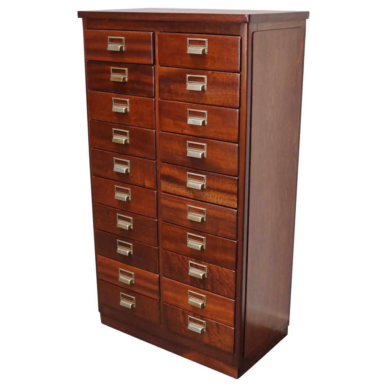 Dutch Industrial Mahogany Apothecary Cabinet, Mid-20th Century