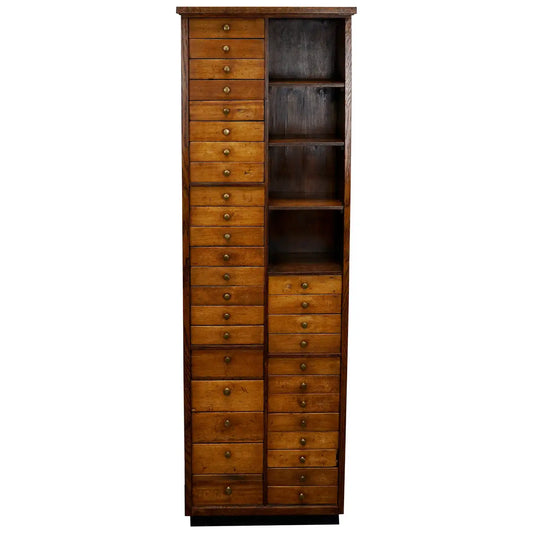 French Industrial Beech Apothecary / Watchmakers Cabinet, Mid 20th Century