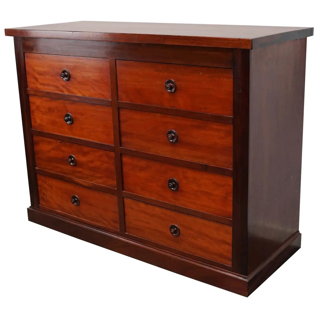 English Mahogany Commode or Bank of Drawers, 1930s