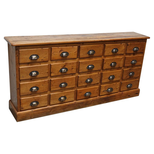 Old Rustic Pine French Apothecary Cabinet, Early 20th Century