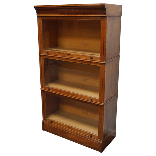 German Oak Bookcase with Folding Doors in Style of Globe Wernicke, Ca 1900s