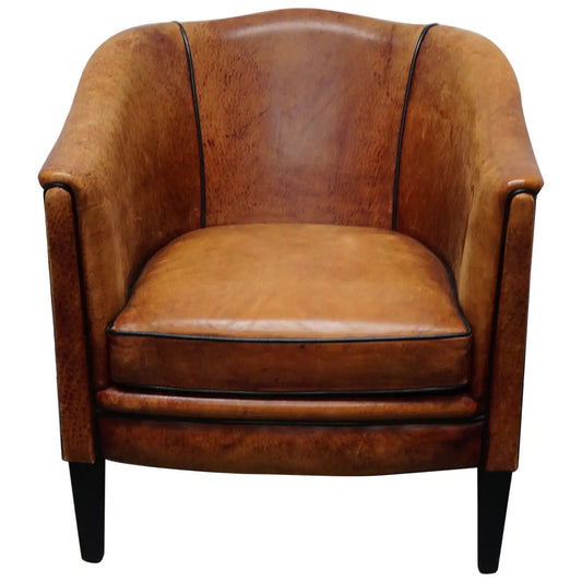 Vintage Dutch Cognac Colored Leather Club Chair