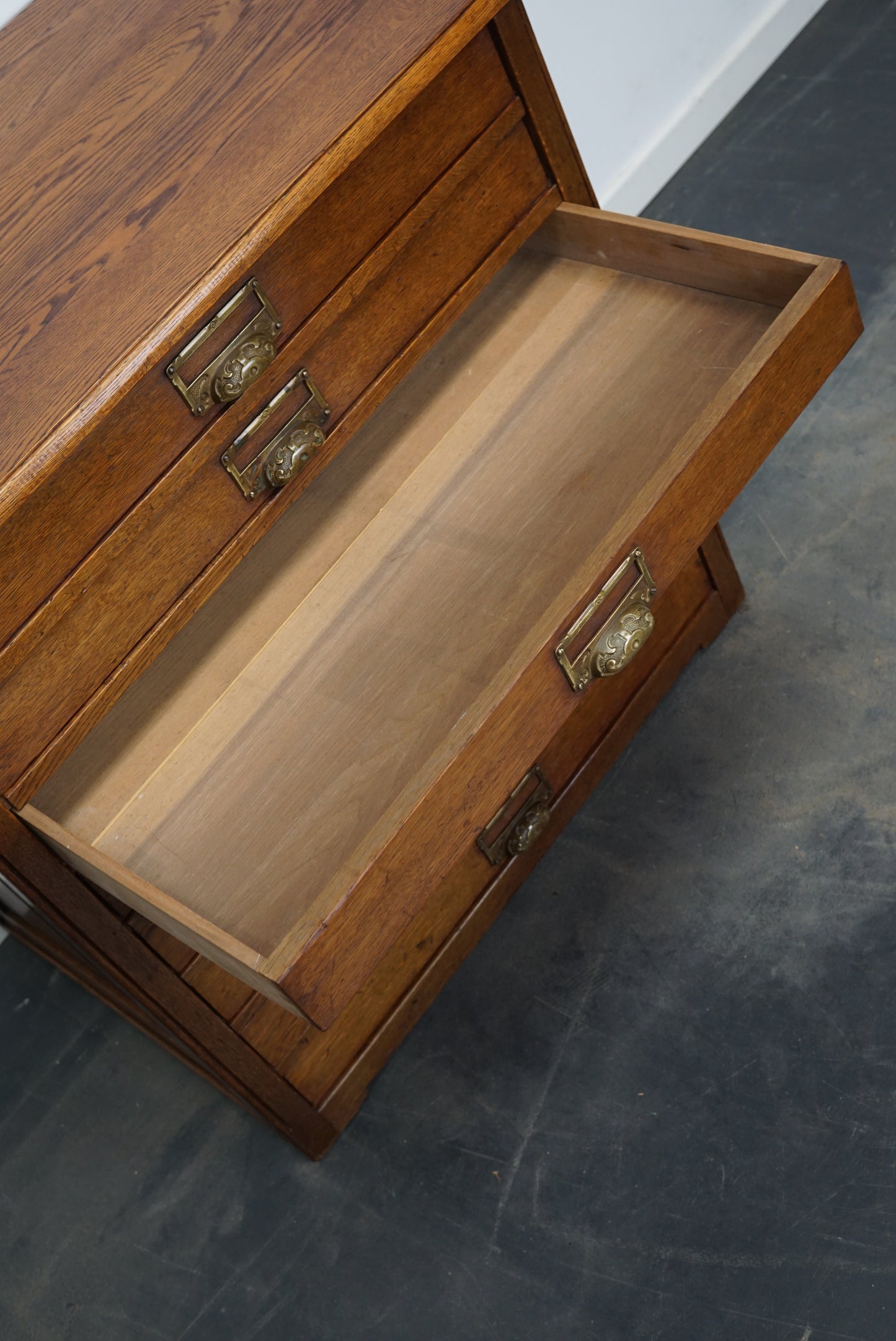Dutch Oak Apothecary Cabinet / Plan Chest, Early 20th Century