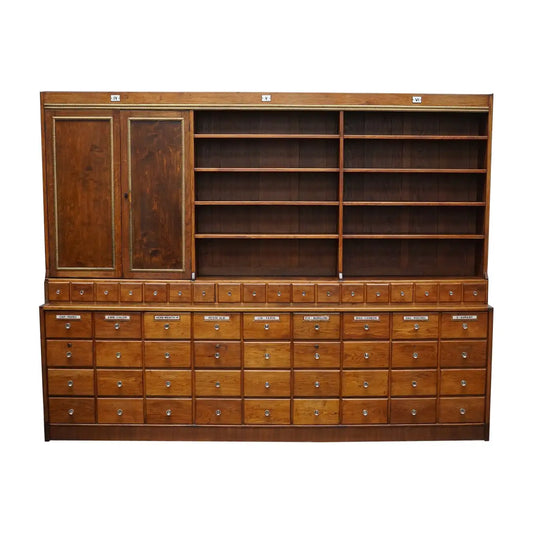 Very Large Antique English Oak Apothecary / Shop Cabinet, 19th Century