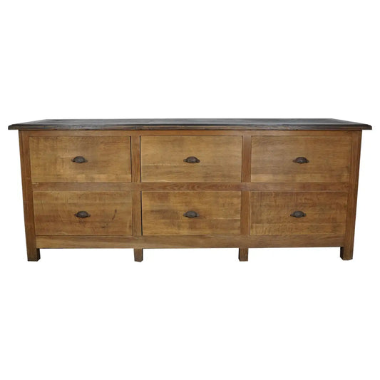 Antique French Oak Rustic Bank of Drawers or Shop Counter, Circa 1900
