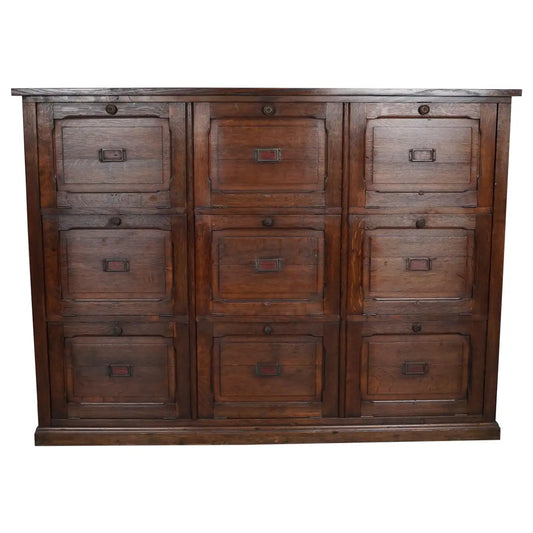 Antique French Oak Apothecary / Filing Cabinet Folding Doors, Late 19th Century
