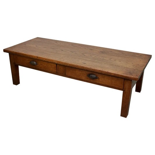 French 19th Century Farmhouse Rustic Oak Coffee Table