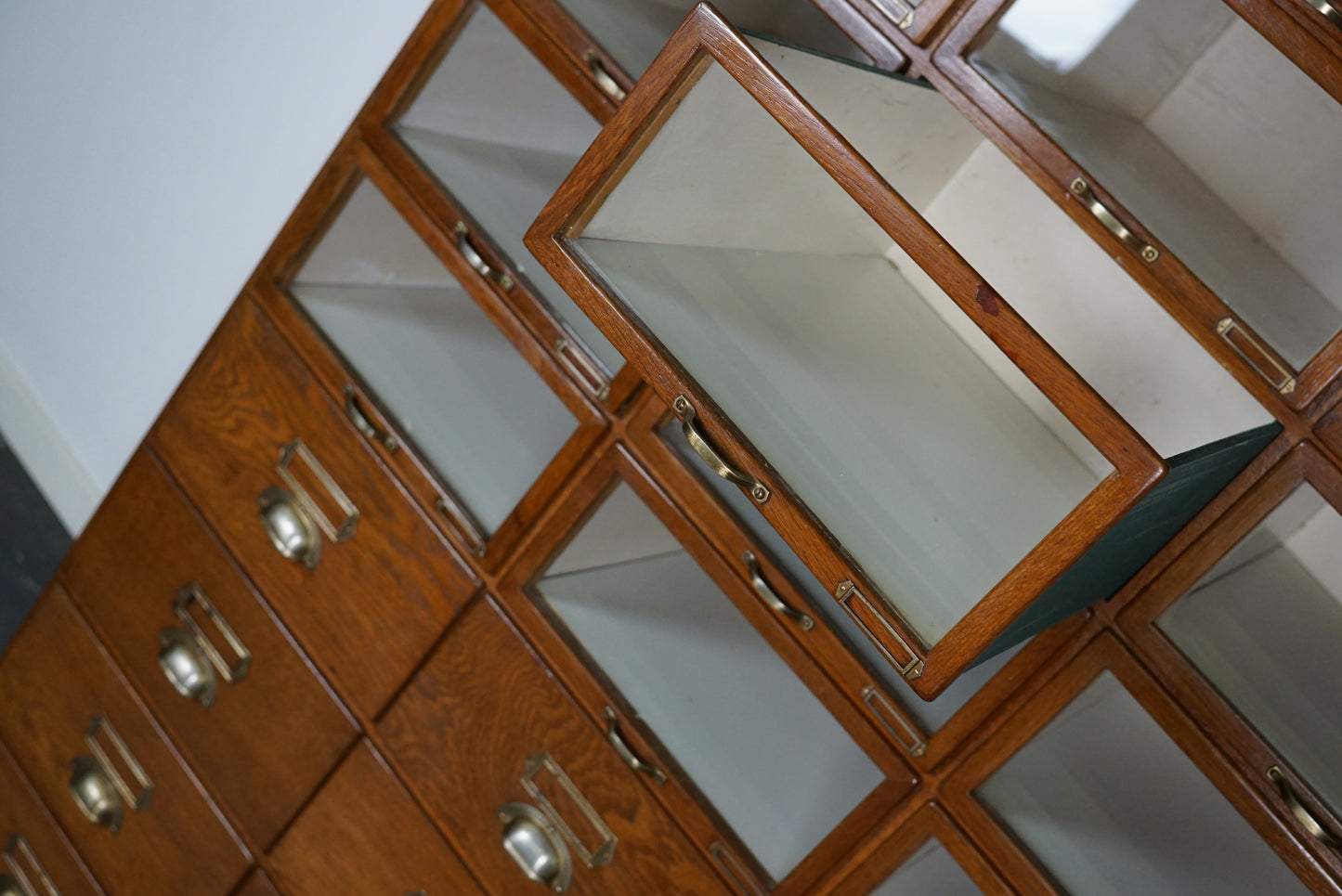 Large Vintage Dutch Oak Haberdashery Shop Cabinet, 1930s