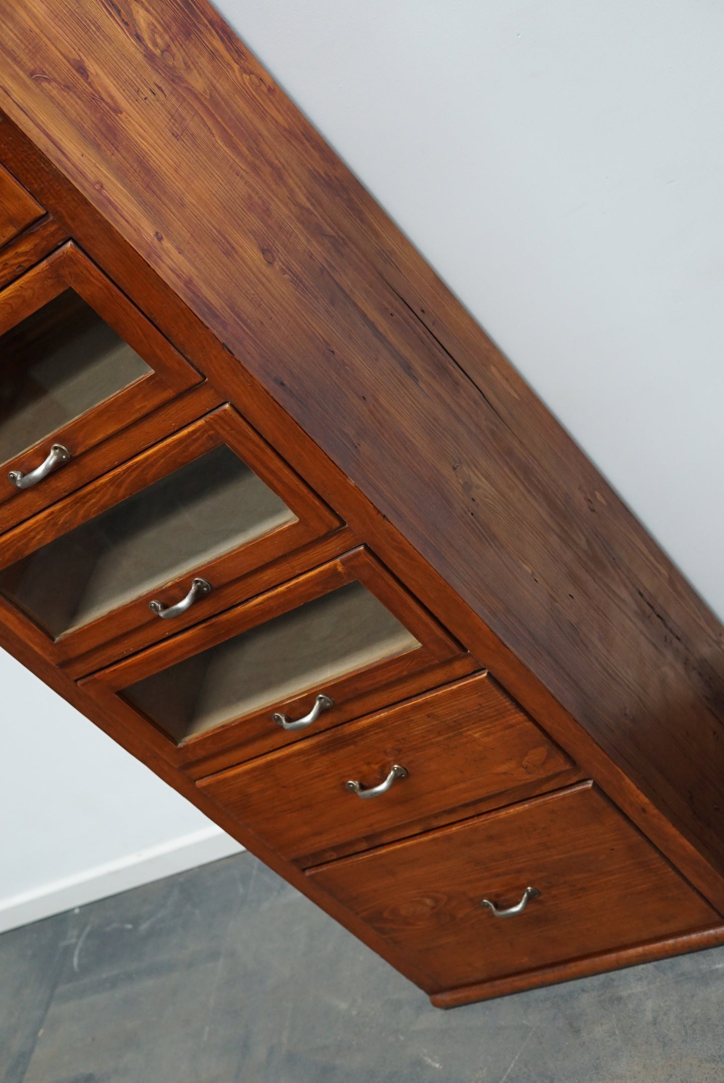 Tall Vintage German Pine Haberdashery Shop Cabinet, 1950s