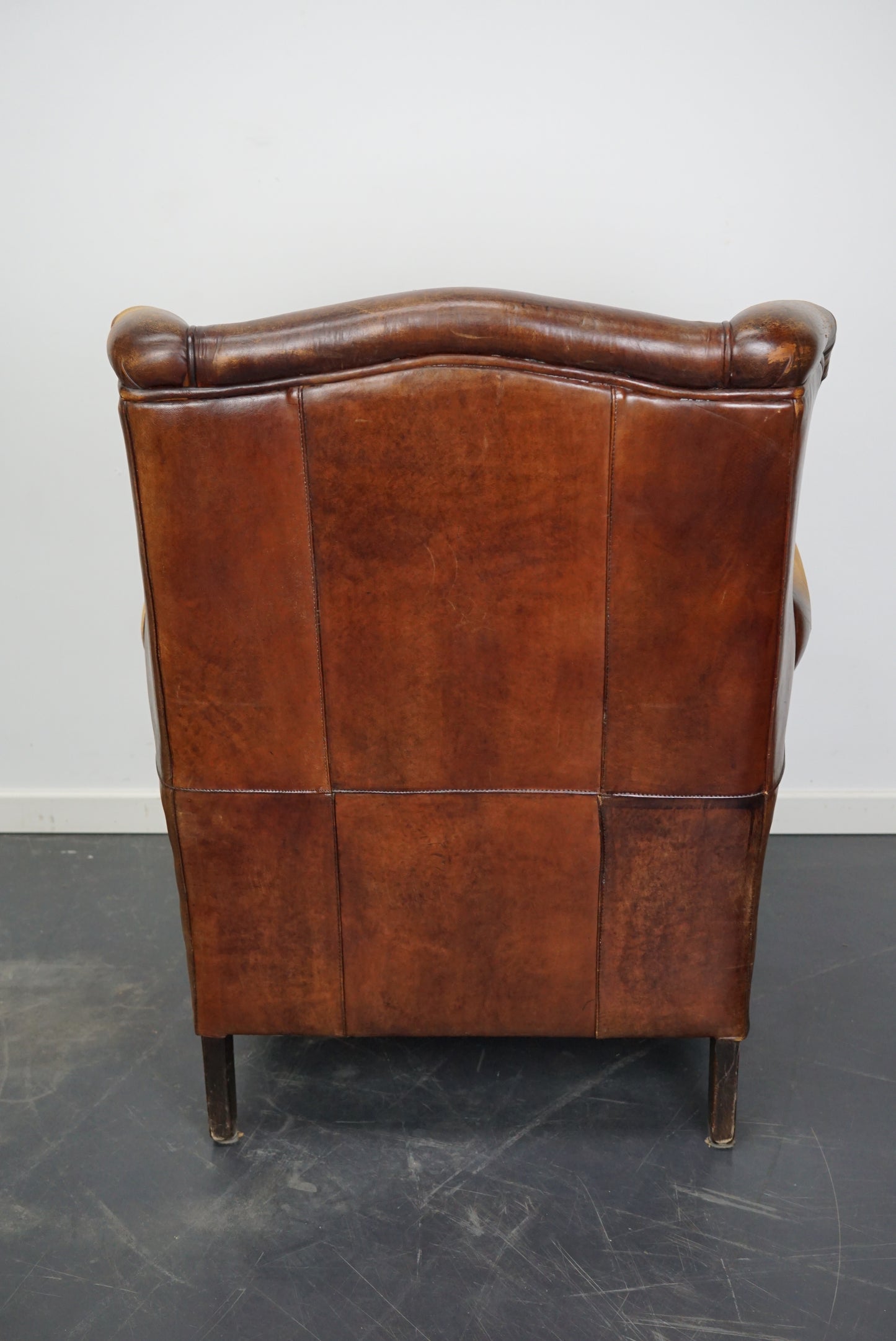 Vintage Dutch Cognac Colored Wingback Leather Club Chair