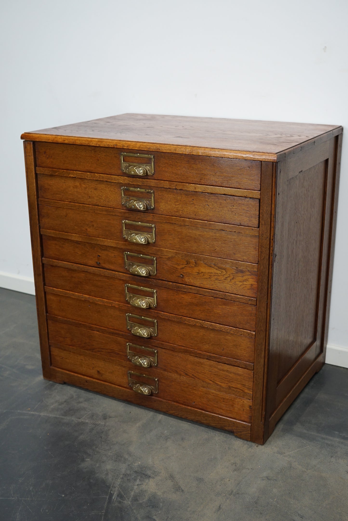 Dutch Oak Apothecary Cabinet / Plan Chest, Early 20th Century