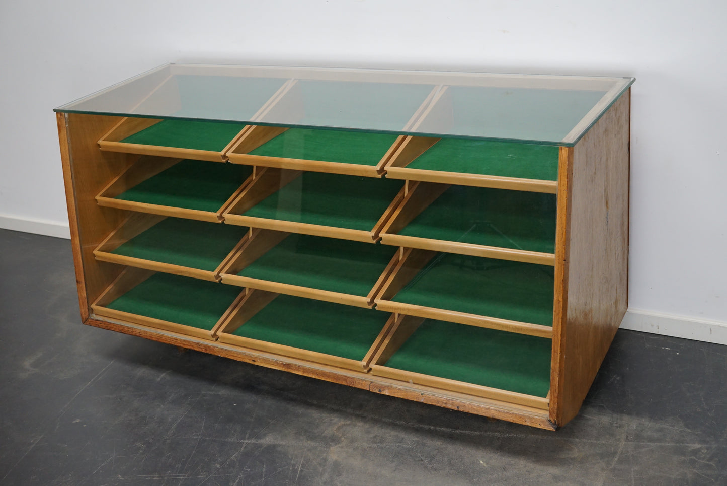 Vintage Spanish Walnut Haberdashery Cabinet or Shop Counter, 1960s