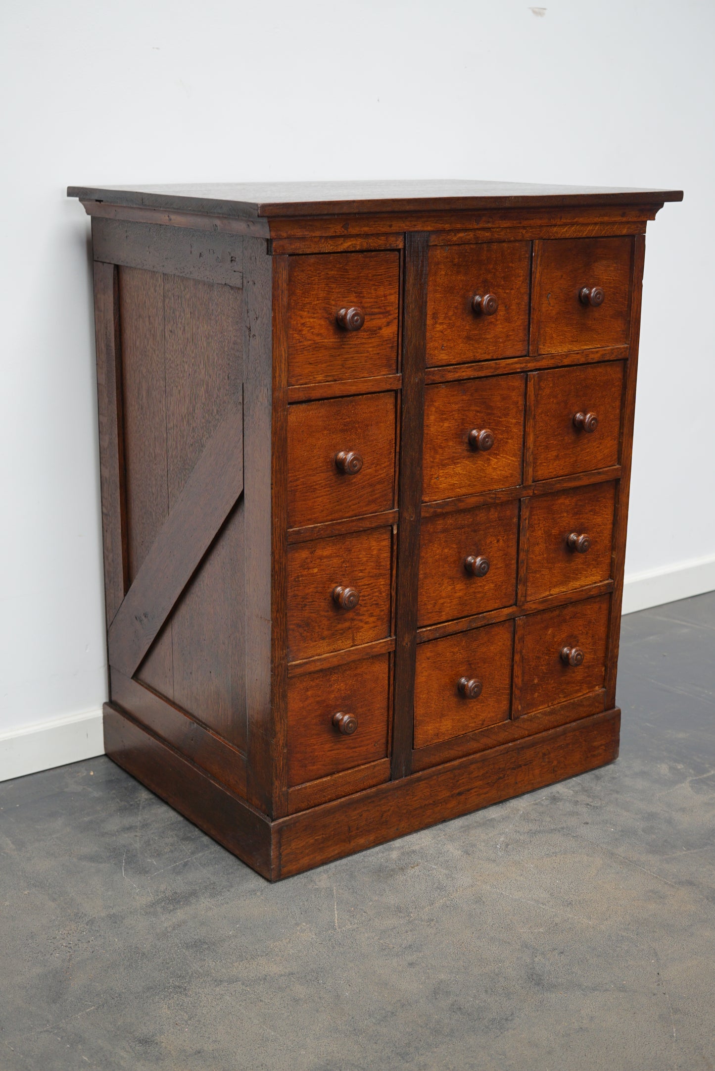 English Oak Apothecary Cabinet Cabinet, Early 20th Century