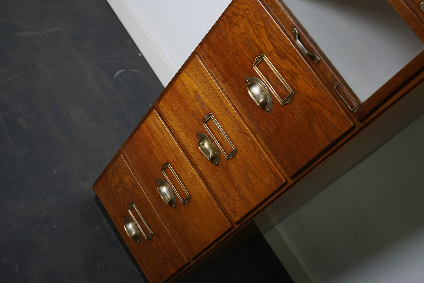 Vintage Dutch Oak Haberdashery Shop Cabinet, 1930s