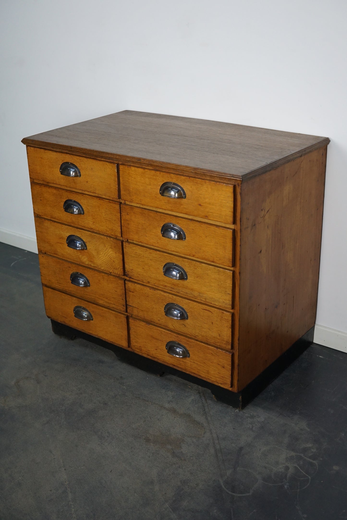 German Oak / Pine Apothecary Cabinet or Bank of Drawers, Mid-20th Century