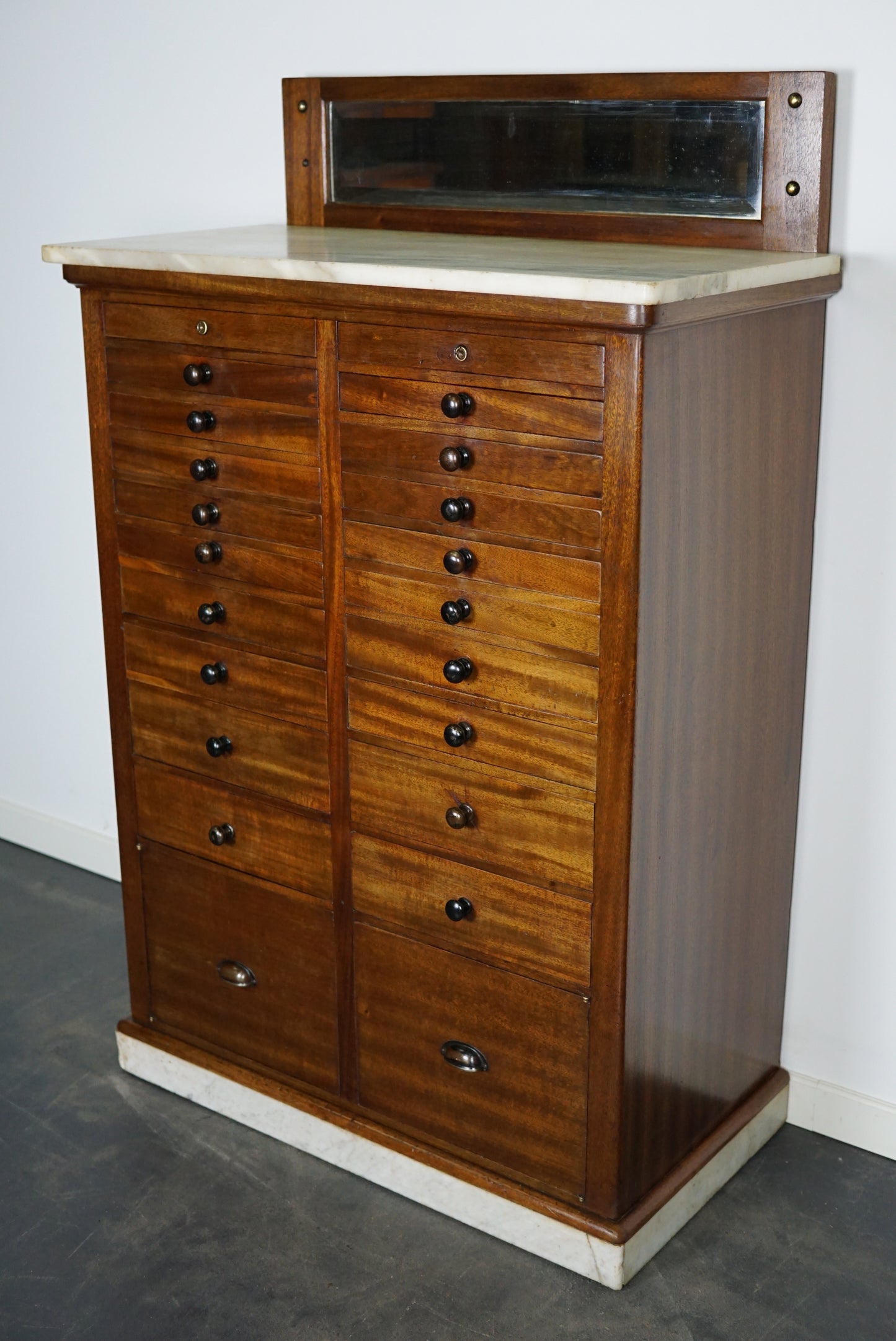Antique Mahogany and Marble Dental / Dentist Cabinet, Amsterdam ca 1920