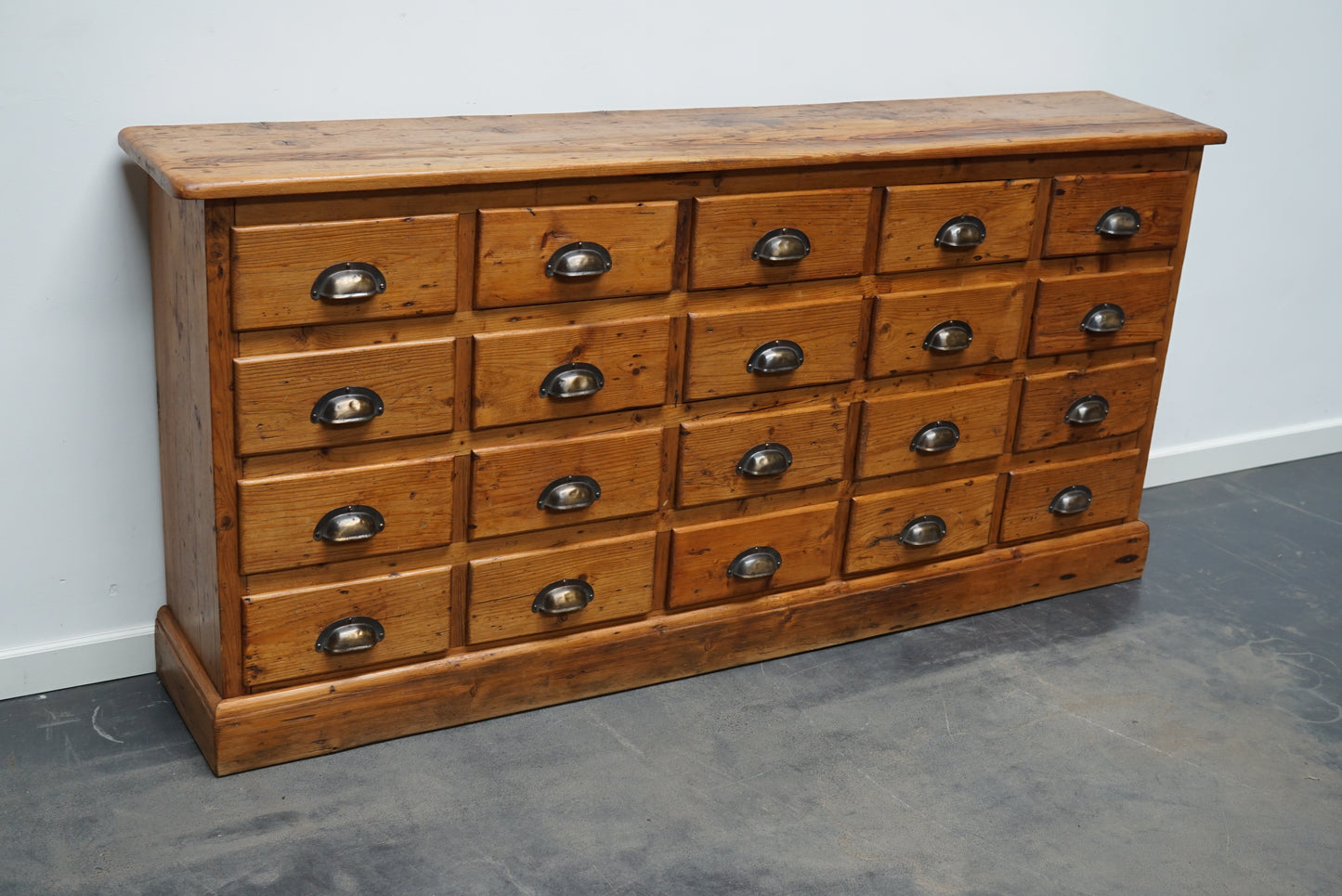 Old Rustic Pine French Apothecary Cabinet, Early 20th Century