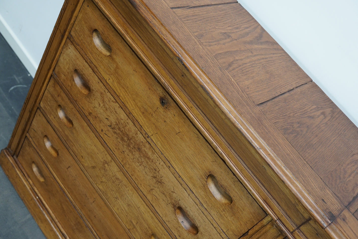 Antique Italian Oak Apothecary Cabinet, Early 20th Century