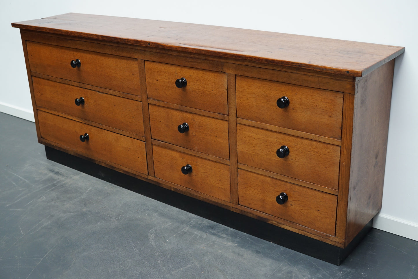 German Oak Industrial Apothecary Cabinet, Mid-20th Century