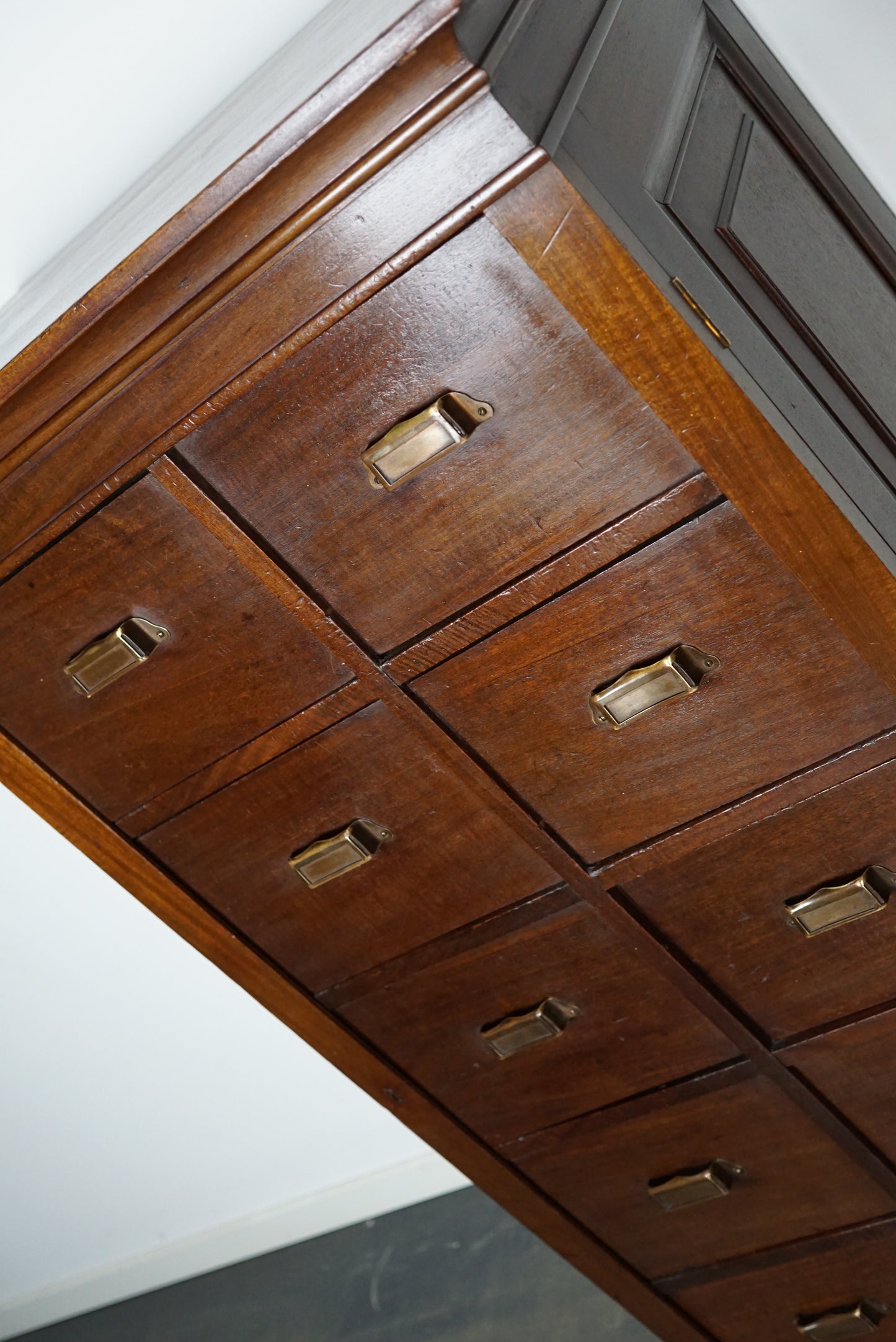Dutch Mahogany Filing Cabinet or Bank of Drawers, 1930s