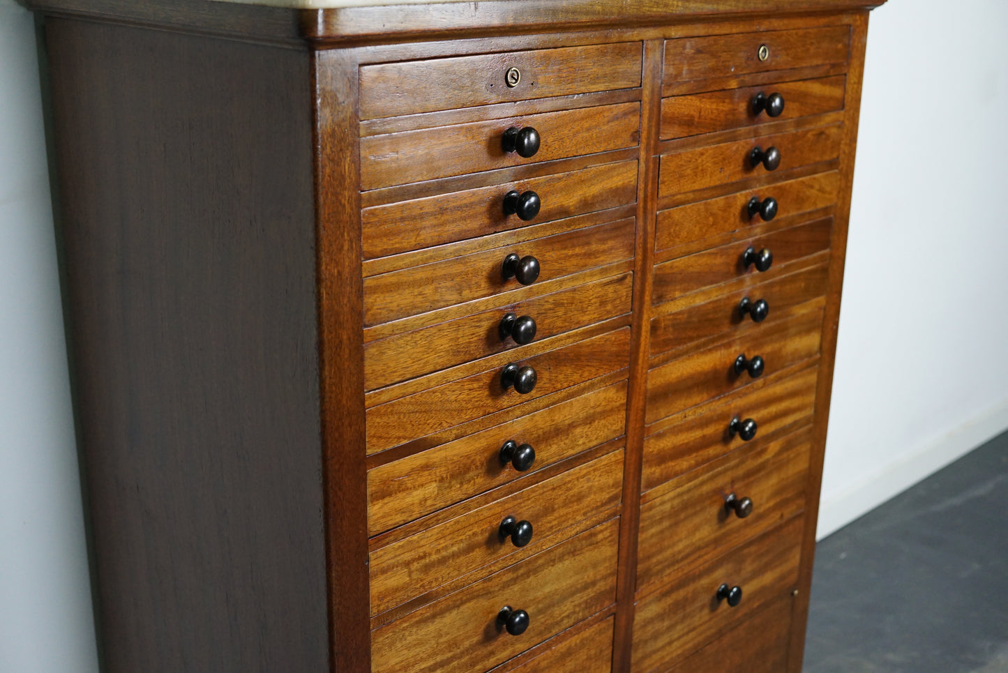 Antique Mahogany and Marble Dental / Dentist Cabinet, Amsterdam ca 1920