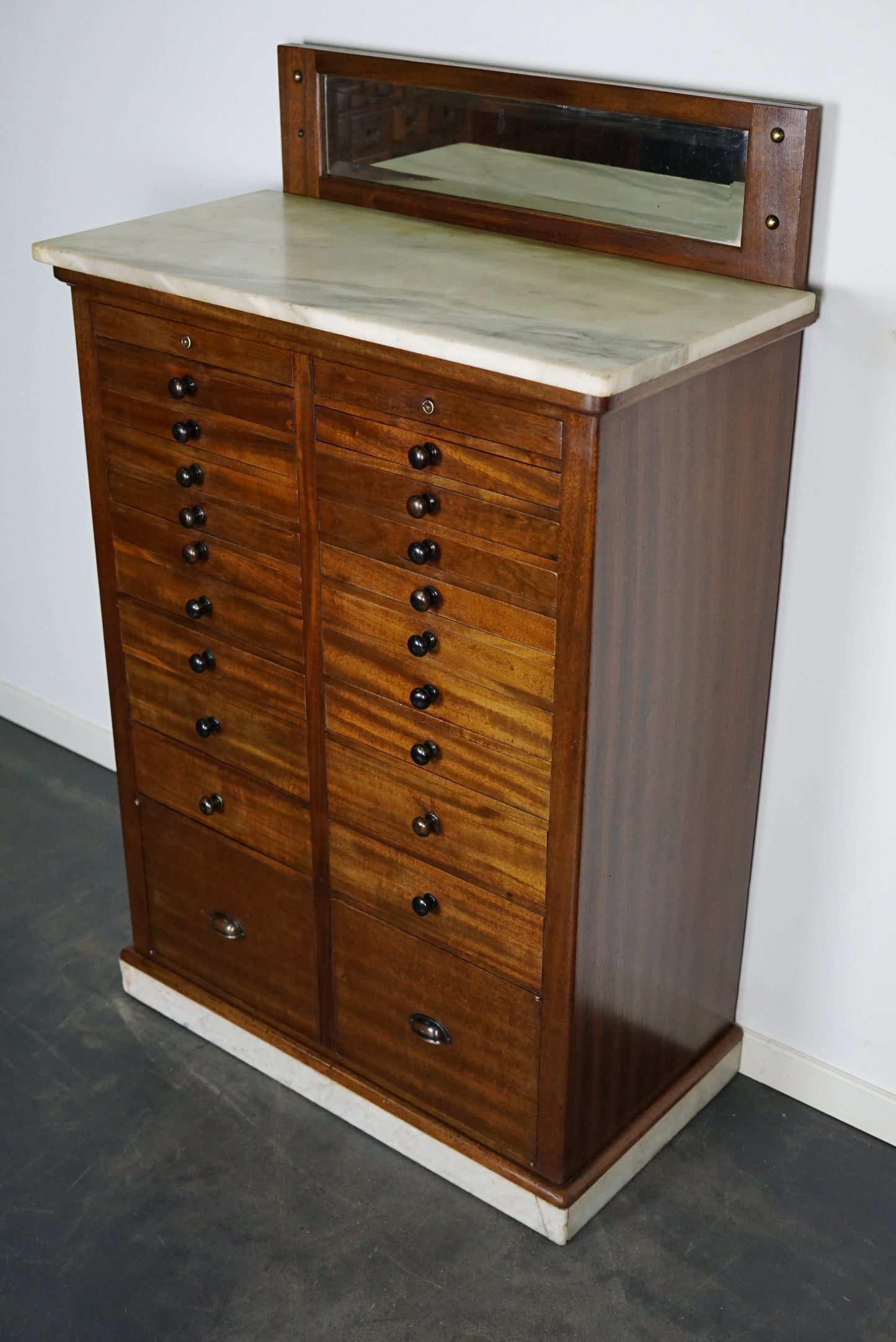 Antique Mahogany and Marble Dental / Dentist Cabinet, Amsterdam ca 1920