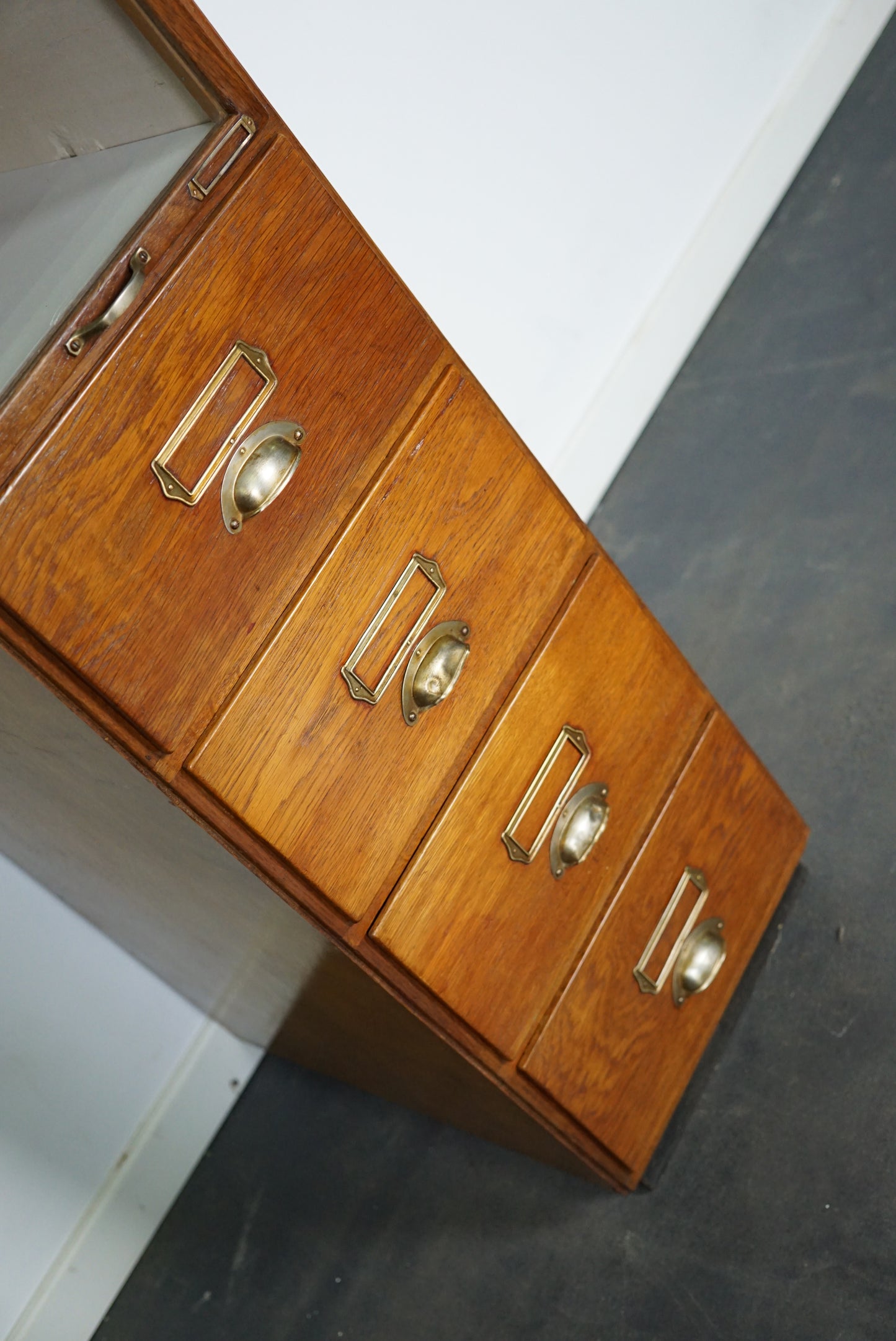 Vintage Dutch Oak Haberdashery Shop Cabinet, 1930s