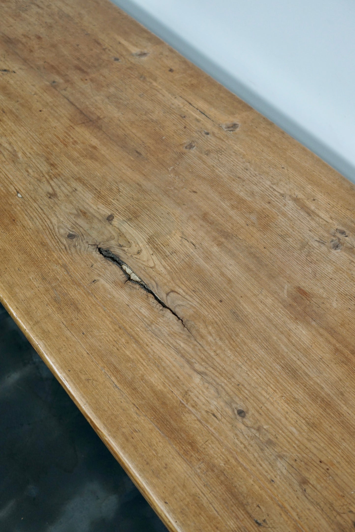 Antique Light Pine & Fruitwood French Farmhouse Dining Table, 19th Century