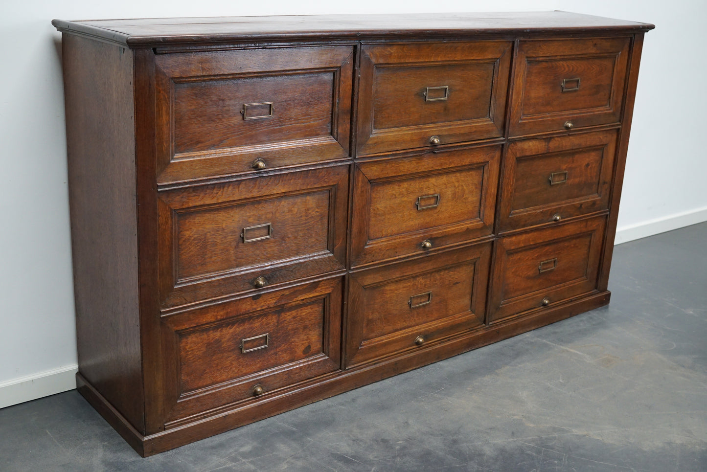Antique French Oak Apothecary / Filing Cabinet Folding Doors, Early 20th Century