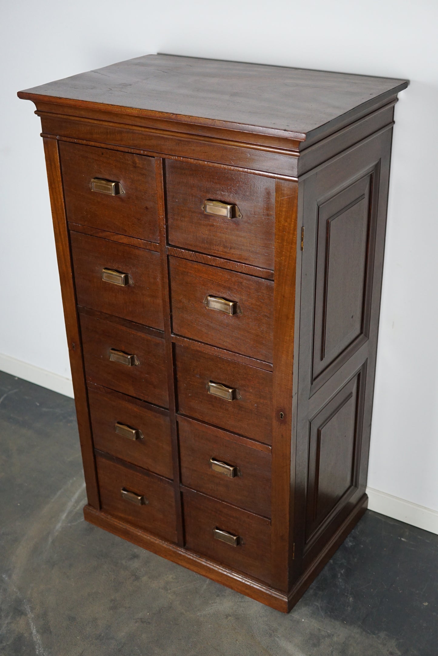 Dutch Mahogany Filing Cabinet or Bank of Drawers, 1930s