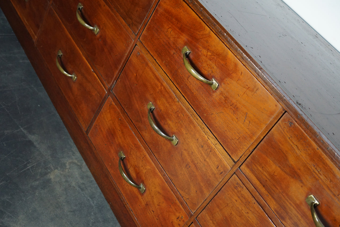 Large French Mahogany Apothecary Cabinet / Drapers Chest, Early 20th Century