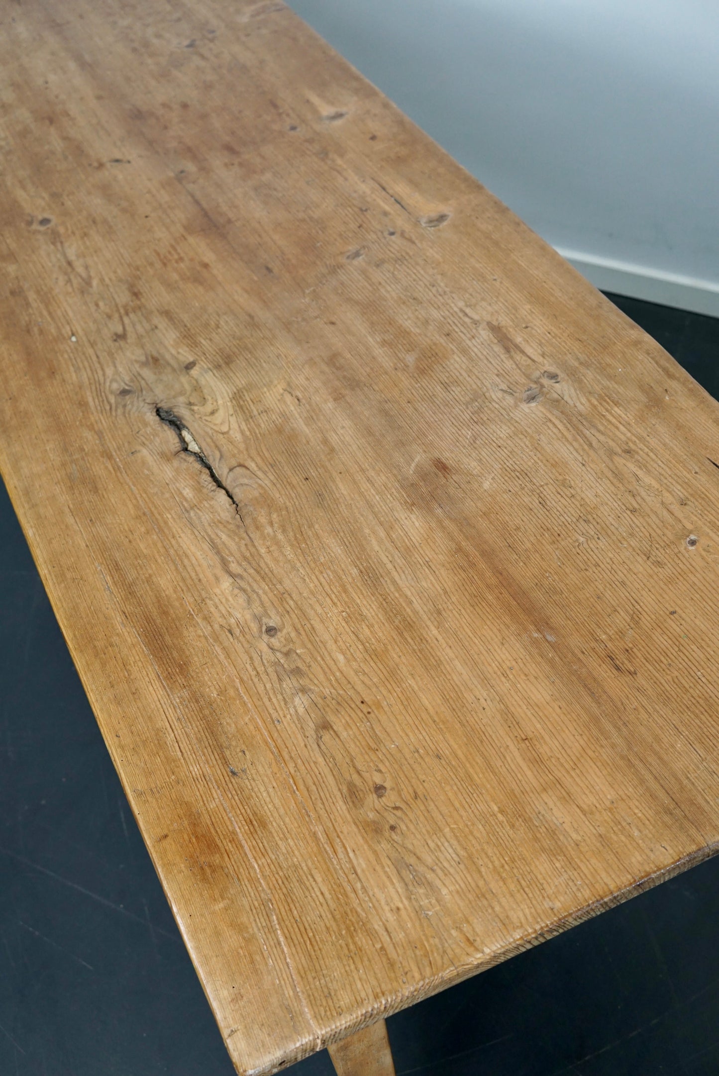 Antique Light Pine & Fruitwood French Farmhouse Dining Table, 19th Century