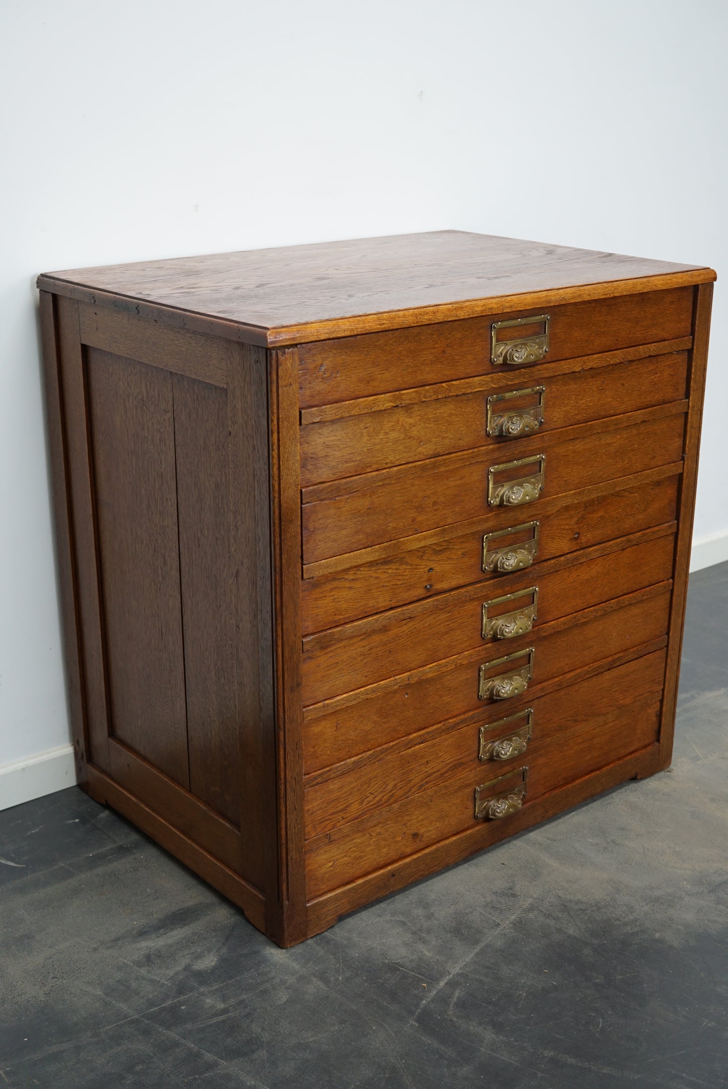 Dutch Oak Apothecary Cabinet / Plan Chest, Early 20th Century