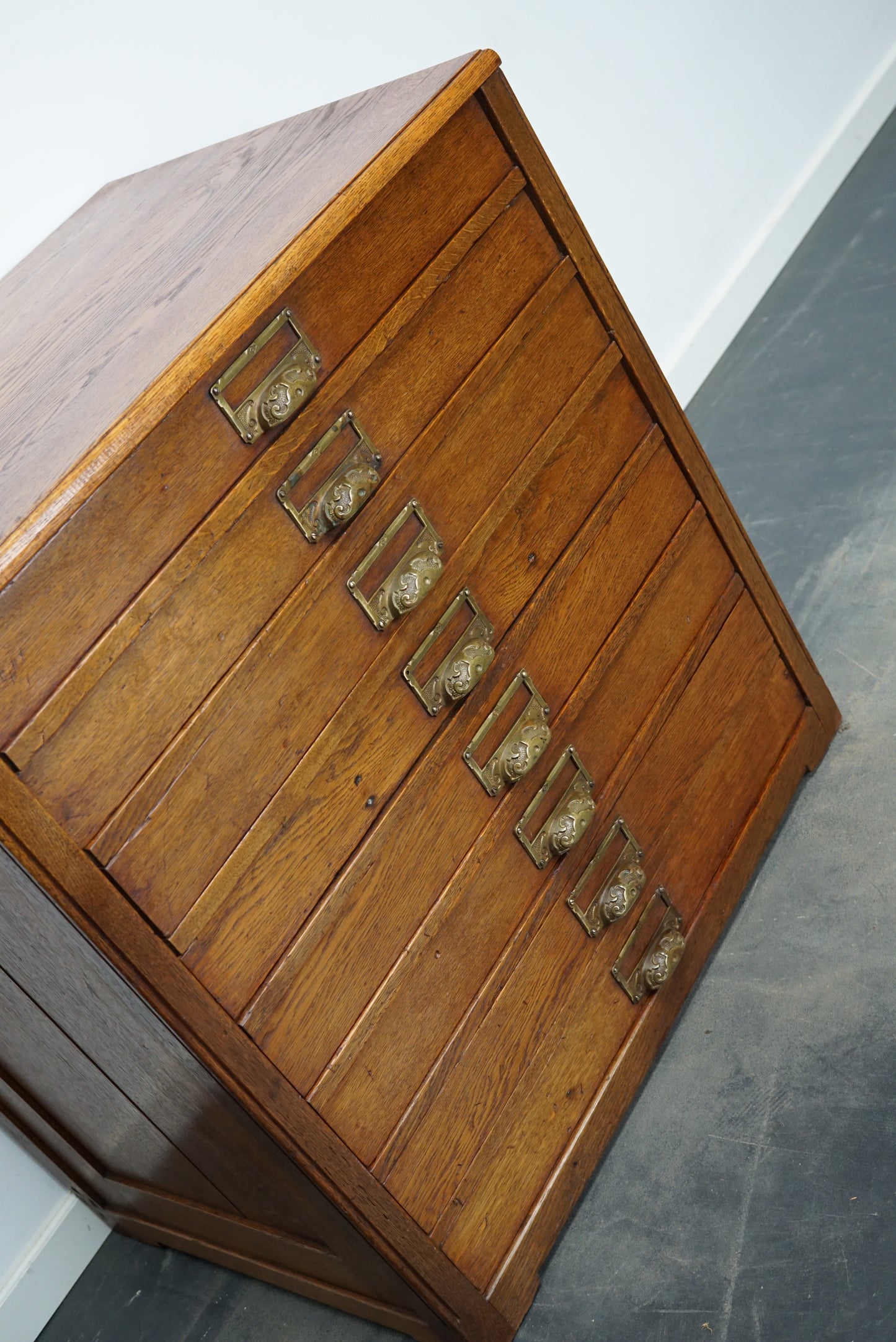 Dutch Oak Apothecary Cabinet / Plan Chest, Early 20th Century