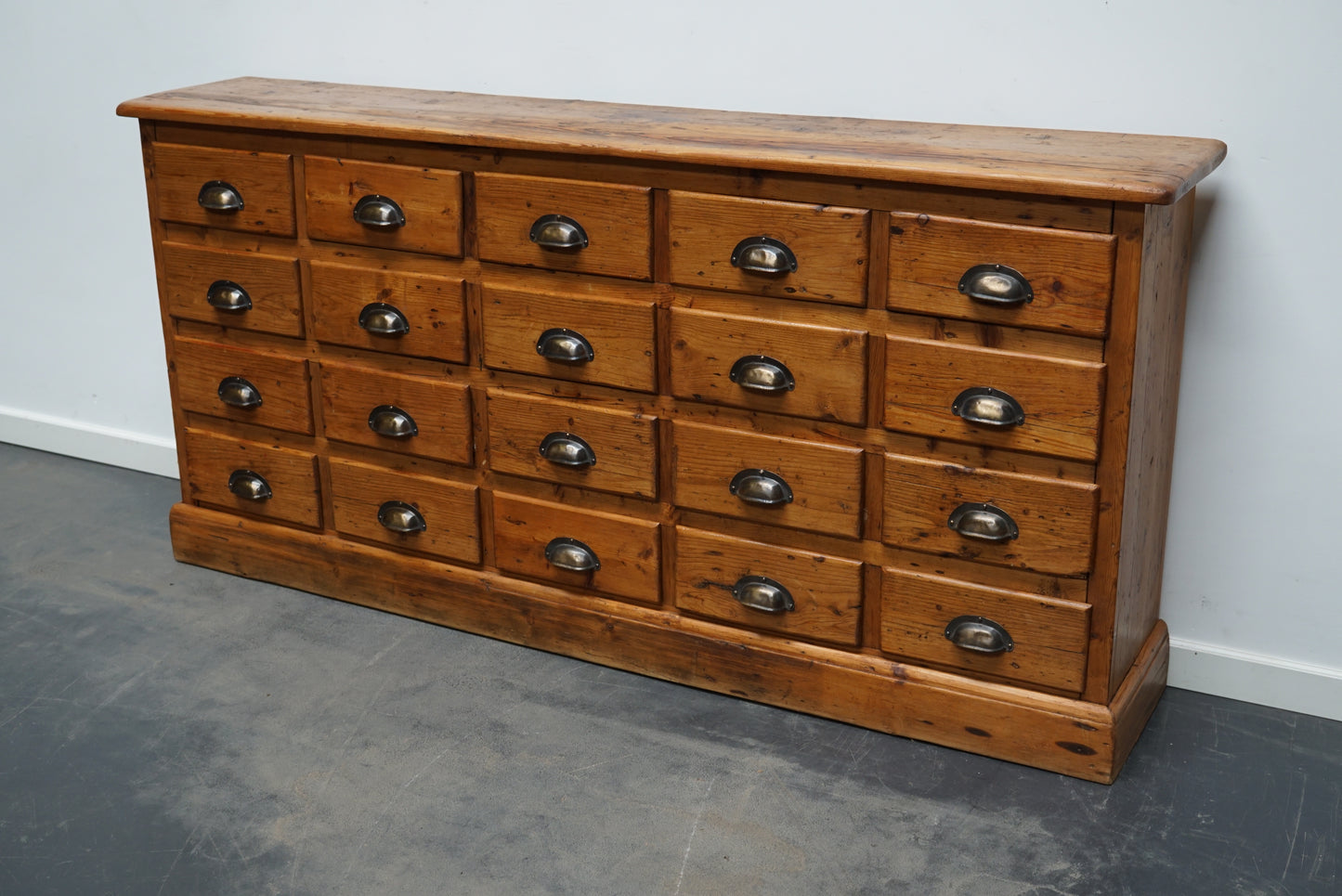 Old Rustic Pine French Apothecary Cabinet, Early 20th Century