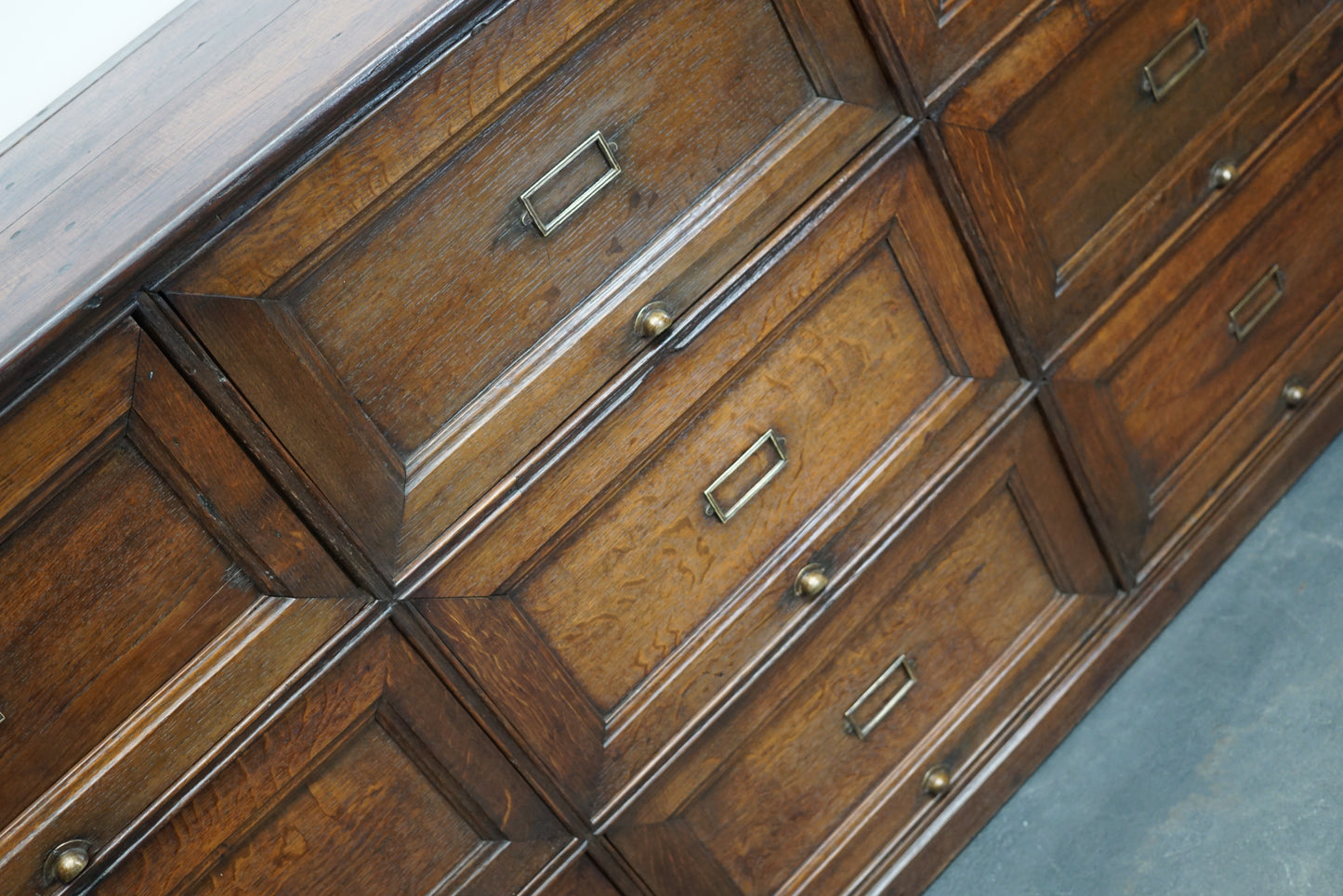Antique French Oak Apothecary / Filing Cabinet Folding Doors, Early 20th Century