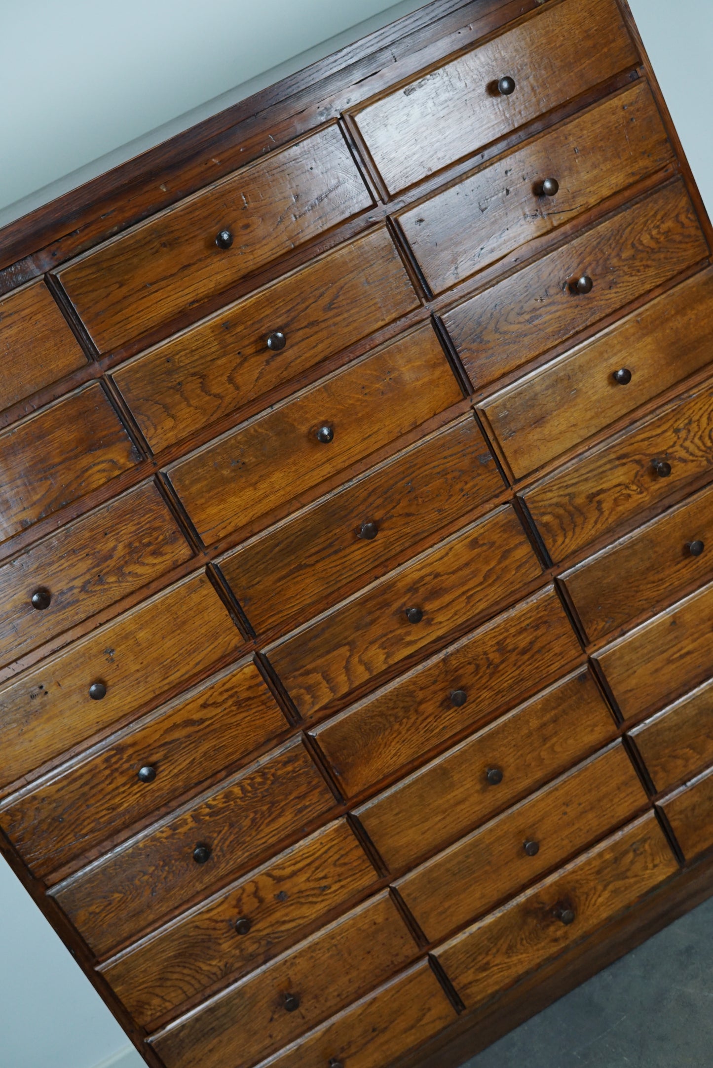 Antique French Oak Apothecary Cabinet, Early 20th Century