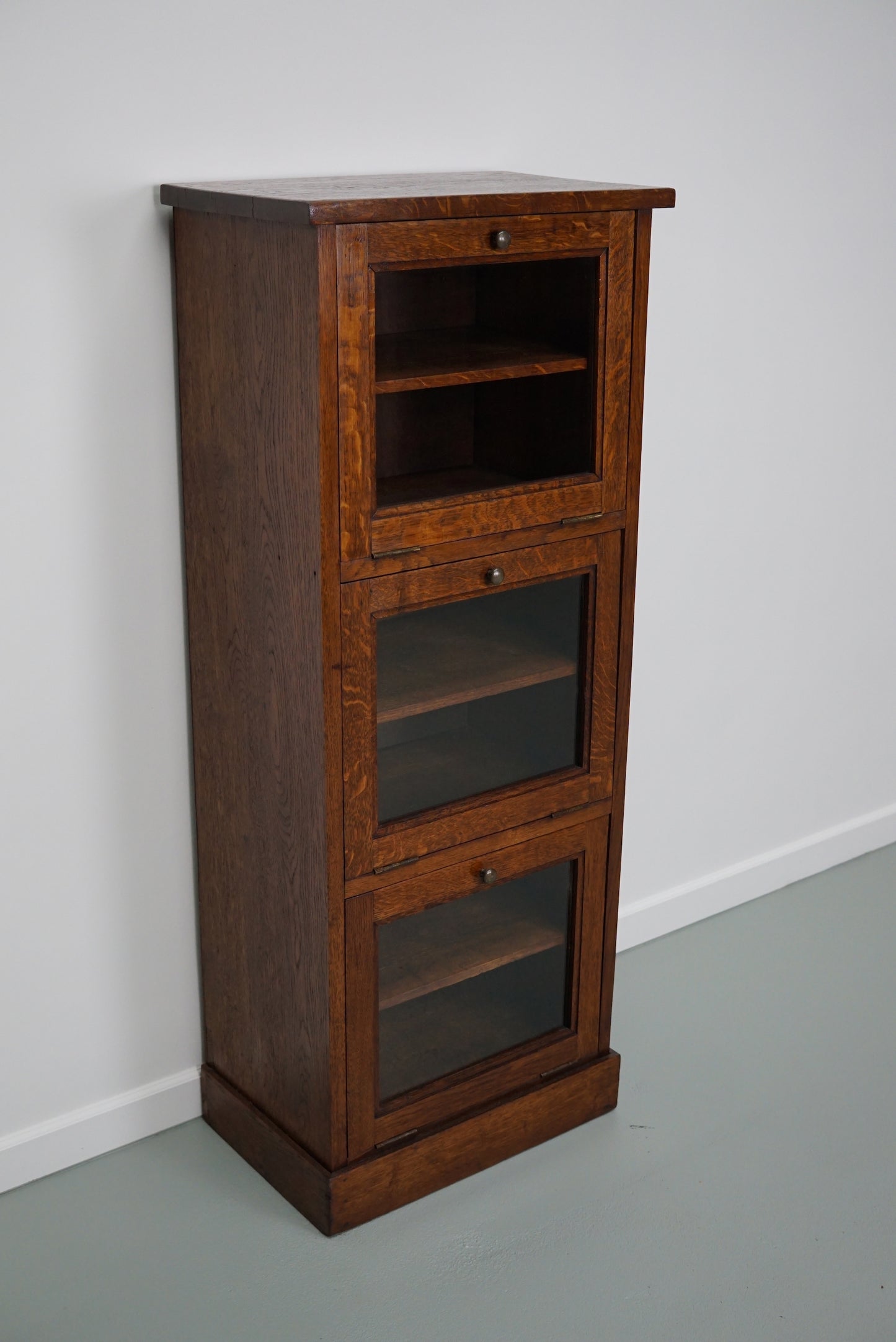 French Oak Haberdashery Shop Cabinet Glass Folding Doors, 1930s