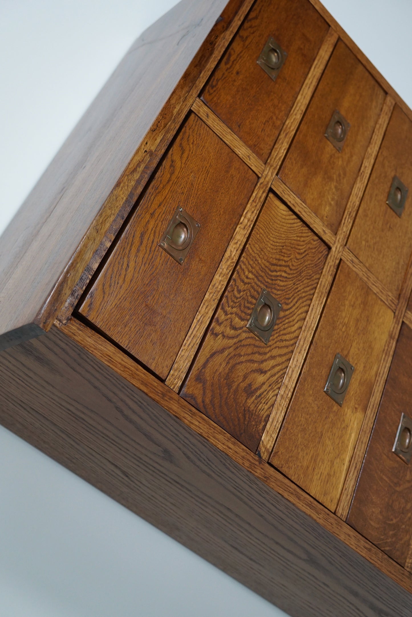 English Oak Apothecary / Filing Cabinet Campaign Style, 1930s