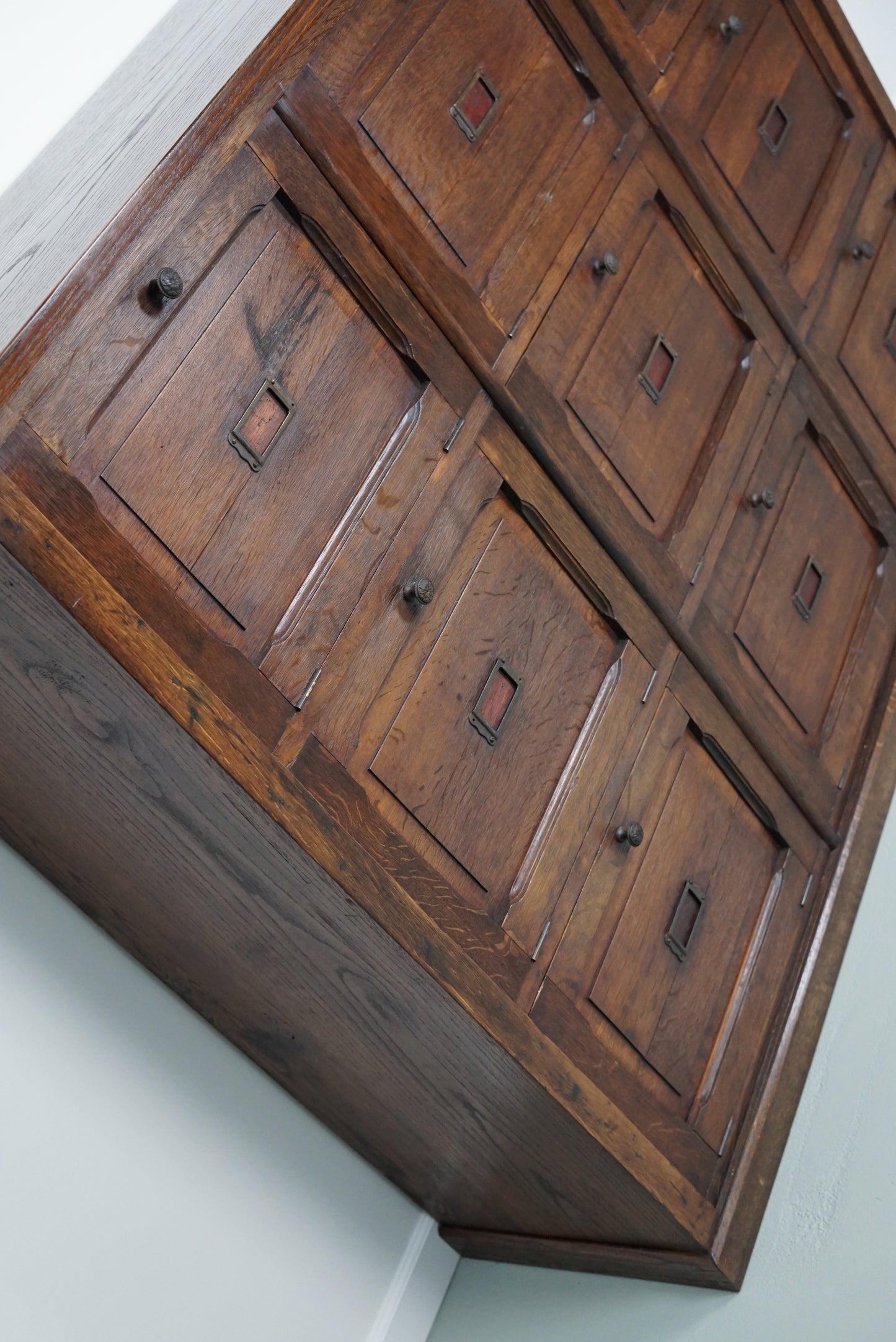 Antique French Oak Apothecary / Filing Cabinet Folding Doors, Late 19th Century