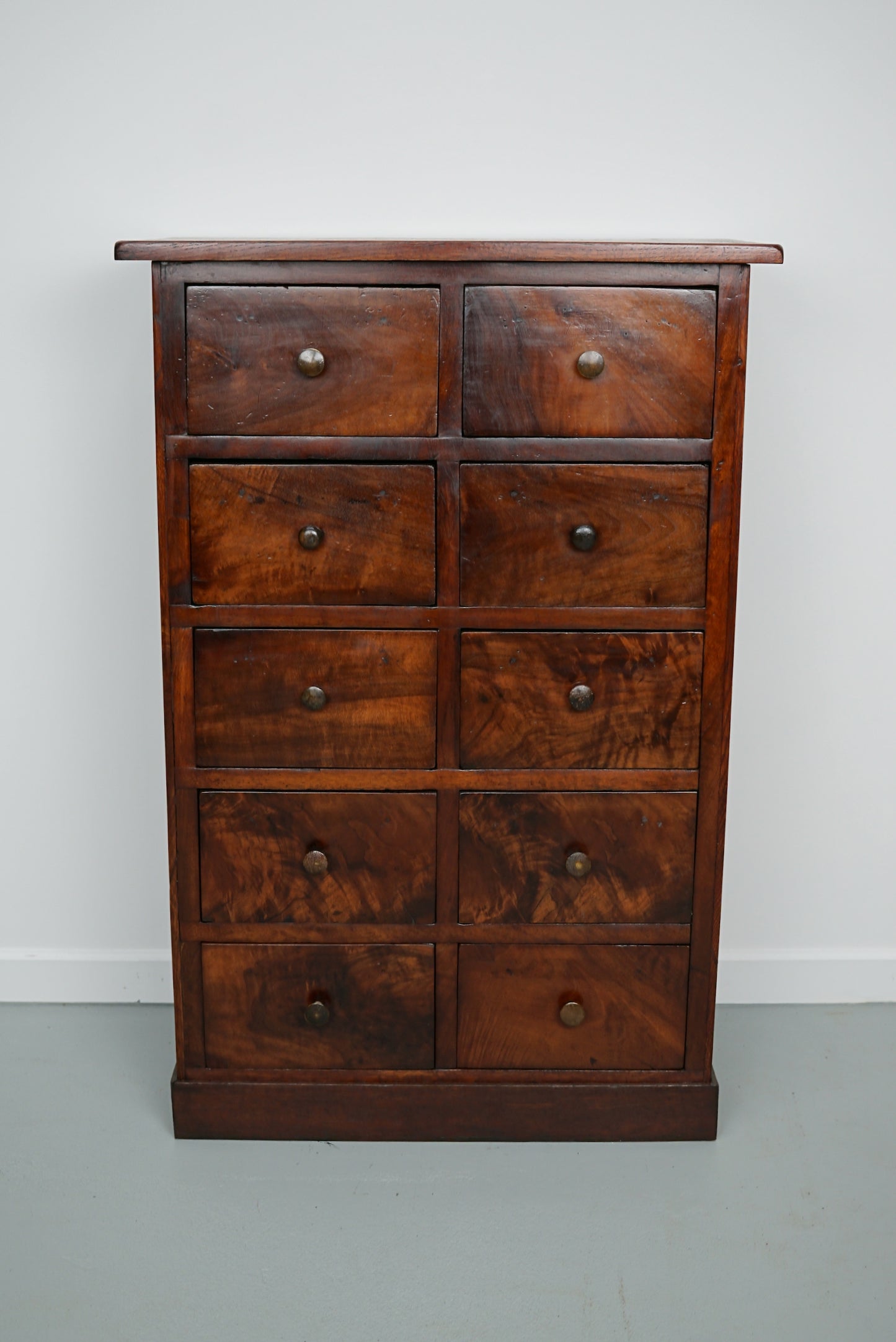 German Flower Mahogany Apothecary Cabinet, 19th Century