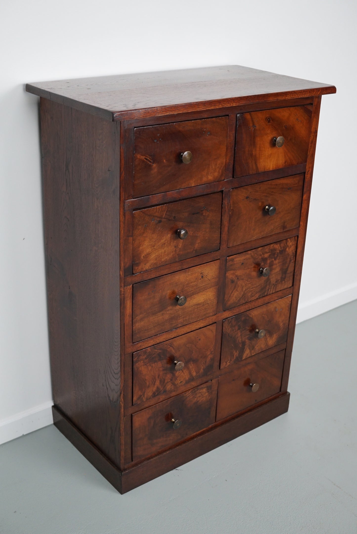 German Flower Mahogany Apothecary Cabinet, 19th Century