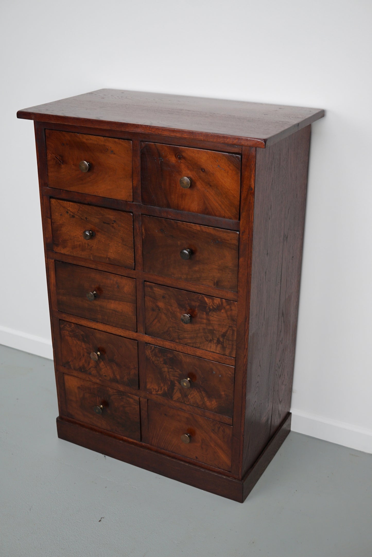 German Flower Mahogany Apothecary Cabinet, 19th Century